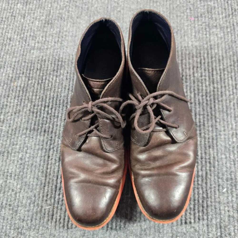 Cole Haan LunarGrand Boots Mens Size 10M Brown Leather Chukka Orange Sole